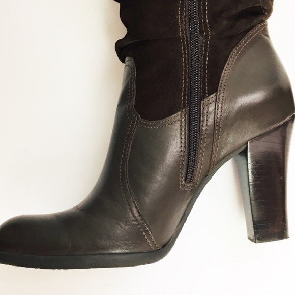 Brown Leather & Suede Slouch Boots by Connie - Picture 3 of 5